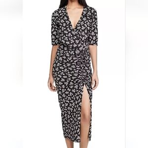 NWT Veronica Beard Women's Black White Mariposa Floral Maxi Ruched Dress XL